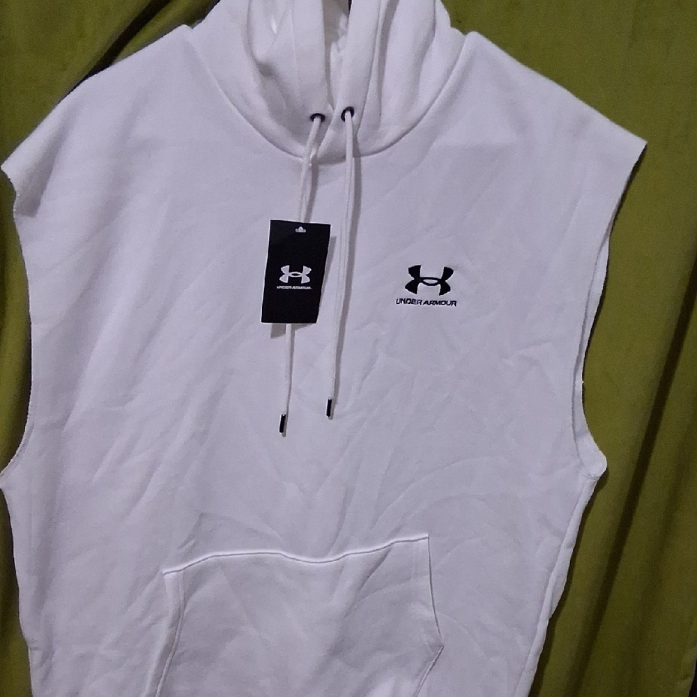 Under Armour Classic White Sleeveless Hoodie - Picture 2 of 7